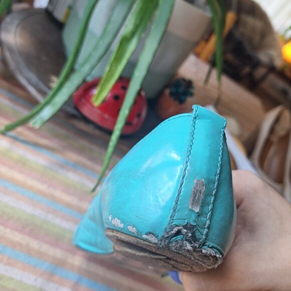 Chloe Aqua Blue Open-Toe Flats - Picture 10 of 10